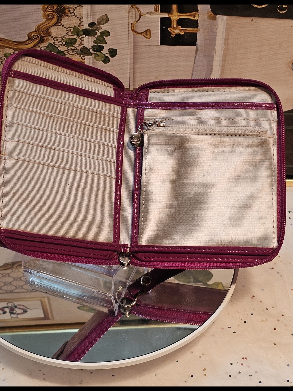 Coach Poppy Daisy Fuchsia Patient Leather Zip Wristlet - Picture 6 of 16